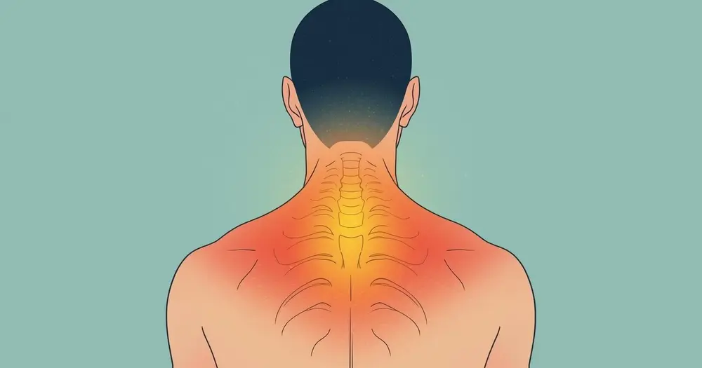Turjapinge illustratsioon, vaade inimese ülakehale selja poolt õlad ja ülaselja keskosa